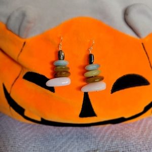 Hand-made quartz and abalone earrings